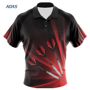 Personalized Breathable Mens Darts Shirts Jersey With Button Polyester Fabric