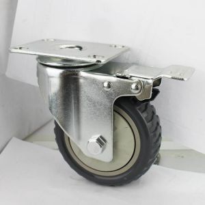 China 5 Inch 125mm Grey Tread Wheels Total Brake PVC Medium Duty Castors With Dust Covers For Trolleys on sale