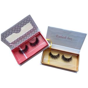 Coated paper eyelash box Custom eyelash color box with hook and pvc window