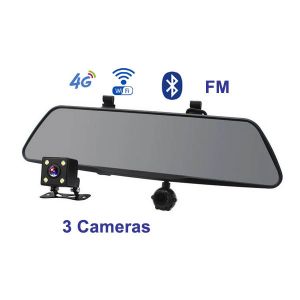 8inch 4G Android Rear View Mirror Car camera DVR GPS with 3 camaras +Fm +wifi+
