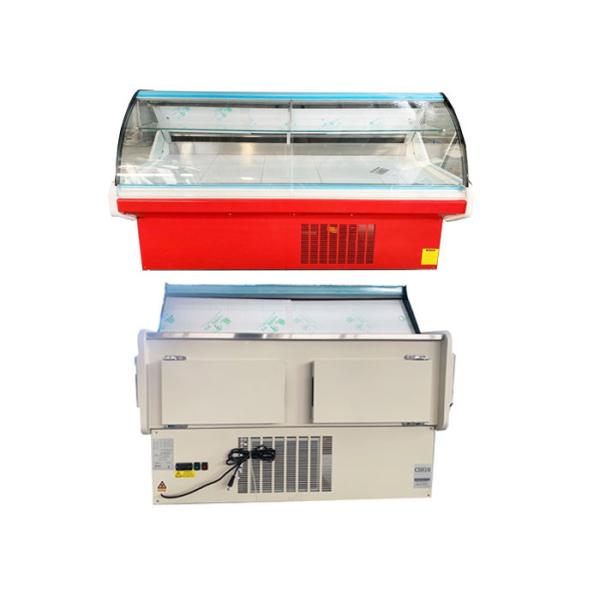 Quality R404a 2M Deli Display Refrigerator Curved Glass Meat Showcase wholesale