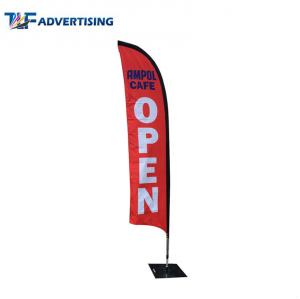 Cheap Single Side Outdoor Advertising Flags No Loose Edges Heavy Steel Base With Elastic Cord for sale