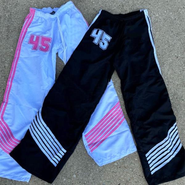 Quality Custom Print Logo Stack Drawstring Line Men's Pant Polyester Pant High Quality Jogger Elastic Flare Sweatpants wholesale