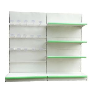 Cheap Factory Customized Color Size Logo white single side supermarket shelf pharmacy shelf drugstore shelf for sale