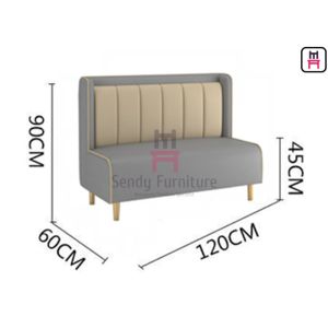 High Back Dual Color 1.2cbm 4ft Upholstered Sofa Booth
