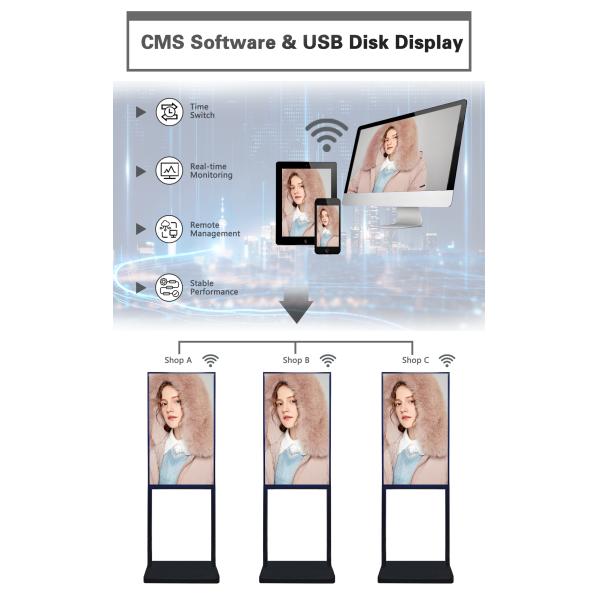 43" Vertical Android Digital Signage Kiosk - Floor-Standing Touch Screen Display with WiFi