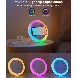 10W Multicolor Wireless Charging Night Light With Bluetooth Speaker