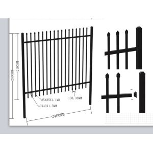 Boundary protection welded galvanized steel temporary picket fence tubular