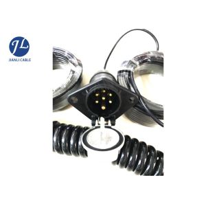PU Jacket 7 Pin Coiled Power Cable , Truck Trailer Extension Cable With Plastic