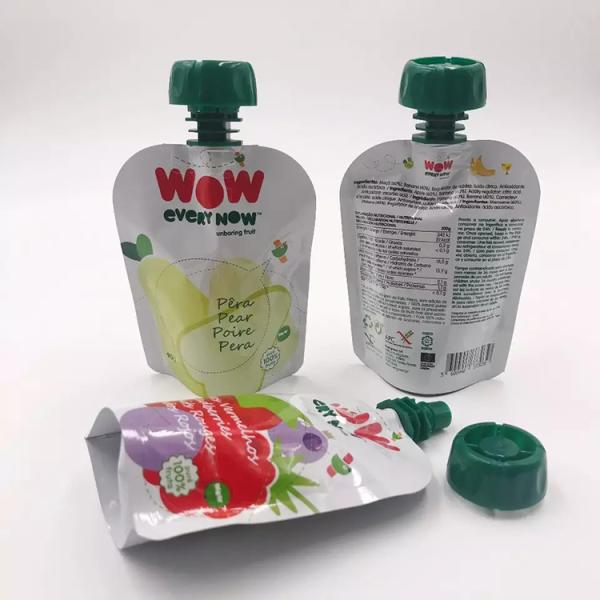 Gravure Printing Plastic Stand Up Spout Pouch For Beverage Liquid Milk Fruit Juice
