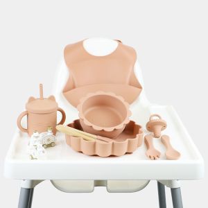 1Set 8 Pcs Silicone Baby Feeding Set Sustainable Pantone Color