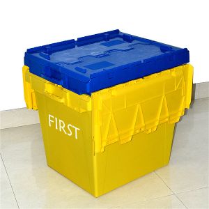 Moving Box Attached Lid Stacking Heavy Duty Nesting Container Crates 760x570x620