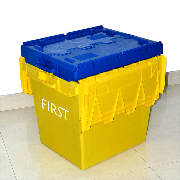 Moving Box Attached Lid Stacking Heavy Duty Nesting Container Crates 760x570x620