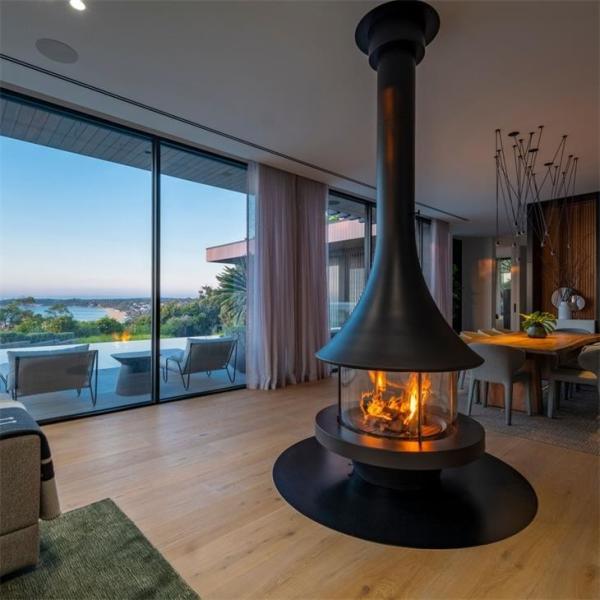 Quality Oval Rotating Villa Ceiling Mounted Wood Stove Anti High Temperature wholesale