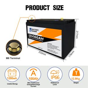 EU GER PL Warehouse Lifepo4 Car Air Conditioner 12V 100AH Lithium Ion Batteries