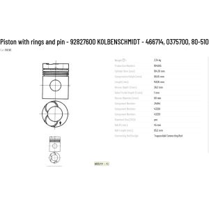 Metal 100% Tested Original KS Piston with rings and pin 92827600 KOLBENSCHMIDT