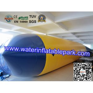 Blue And Yellow Inflatable Water Blob , Inflatable Water Jumping Pillow