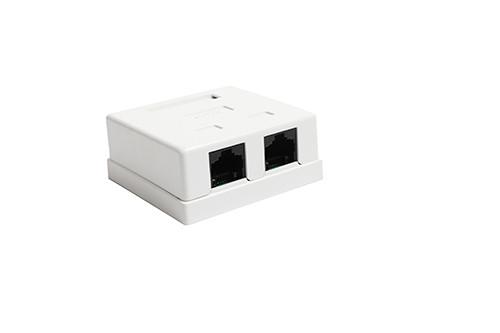 Quality 2 Port Network Wall Outlet Socket Surface Mount Box RJ45 CAT5E CAT6 White Color YH7014 wholesale