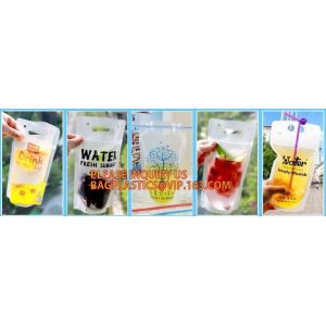 Beverage Pouch with Plastic Straw Hand-held Clear Zipper Stand Up Juice Drink
