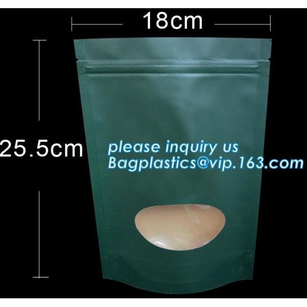 Quality recycled resealable custom design resealable zipper locked stand up clear window brown kraft paper bag BAGEASE BAGPLASTI wholesale