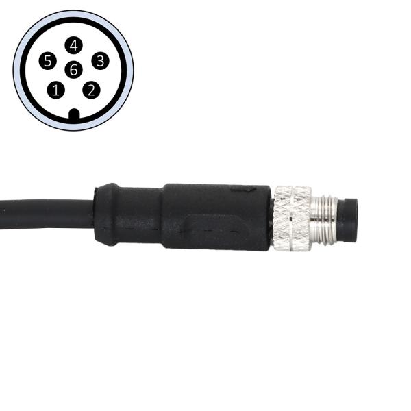 Quality A Code M8 Connectors With Pre Assembled 2 M Cable Straight Male 6 Pin A Code 30V wholesale