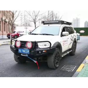Cheap 2006 Pajero Sport MITSUBISHI Bull Bar Black Nudge Bar With 3 Loop for sale