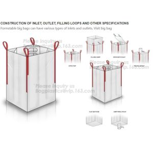 Flat bottom open mouth virgin PP woven bags 1000kgs 1 ton jumbo bags big fibc