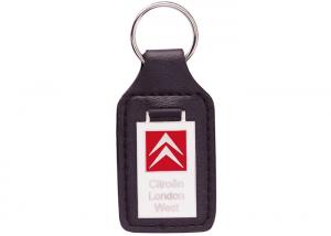 China Custom Key Chains, Car Leather Pocket Keychain with Synthetic Enamel Emblem, Zinc Alloy with Nickel Plating on sale