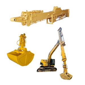 Excavator Telescopic Boom Arm With Clamshell Bucket Grapple For Digging Silt