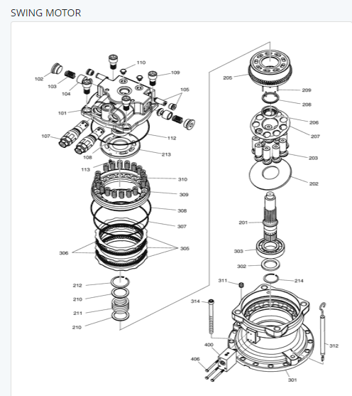 Belparts Excavator DH225-9C Swing Motor BEC3300 Slewing Motor 170303-00067 For Doosan 870001