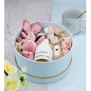 Round Biodegradable Luxury Paper Gift Box Custom Color For Marble Rose