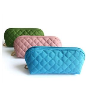 Cheap Ladies Diamond Pattern Custom Cosmetic Bags With Separate Compartments for sale