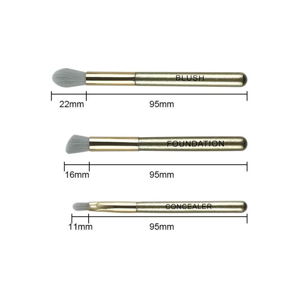 Grey Synthetic Mini Makeup Brushes For Travel 5PCS Portable Soft Resilience Hair With PU Bag