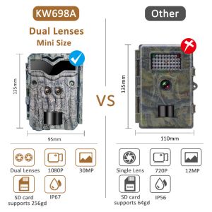 KW698A hunting trail camera dual-lens 2-sensors scouting camera 4K game camera