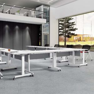 Durable Office Meeting Desk Foldable White Conference Room Table