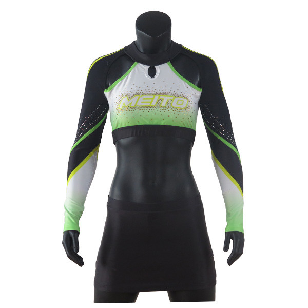 Quality Rhinestones Sublimation Girls Cheerleading Uniform With Mesh Fabric wholesale