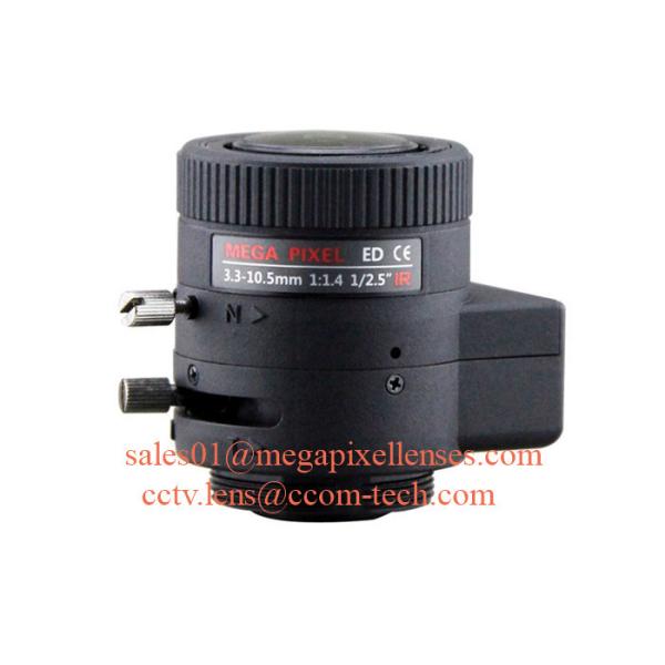 Quality 1/2.5" 3.3-10.5mm F1.4 3MP~5MP CS Mount Manual IRIS/DC Auto IRIS/P-IRIS IR Vari-focal Lens for MT9P006 wholesale