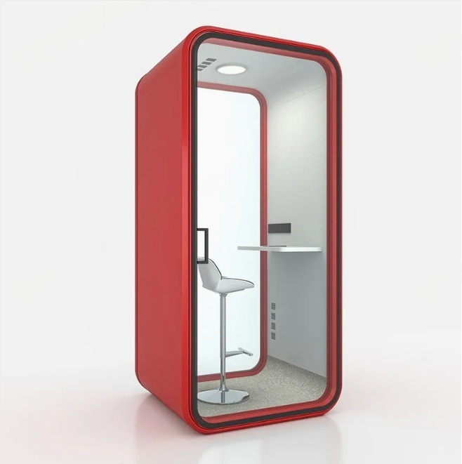 1 Person Office Phone Booth Acoustically Treated Soundproof Office Booths