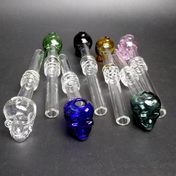Long Colored Elegant Glass Smoking Pipe Handle Tubes Multi Design