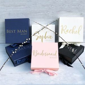 Personalised Printed Bridal Party Gift Set Packaging Box Pink Bridesmaid