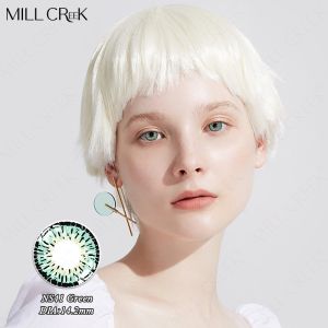 Comfortable Reusable Iris Green Contacts Coloured Lenses With Power