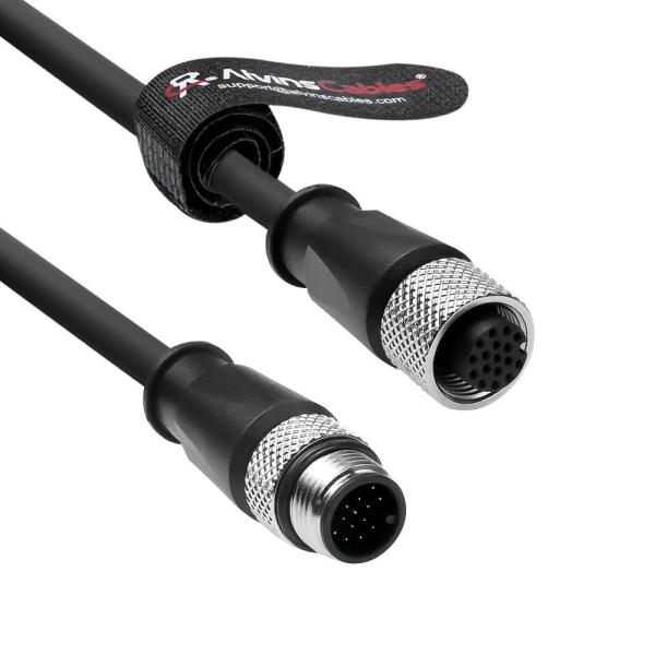 Alvin's M12 A-Code 17-Pin Male to Female Cable, 1m, for Cognex/HikRobot,