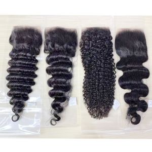 Thin Transparent Lace Unprocessed 100% Natural Human Hair 4X4 Lace Closure