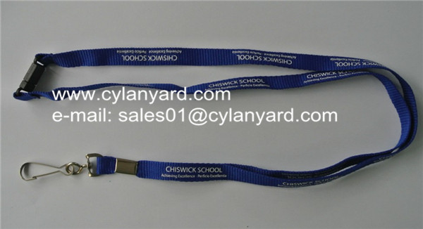 Quality Printed polyester neckstraps with metal sheet crimp and J hook wholesale
