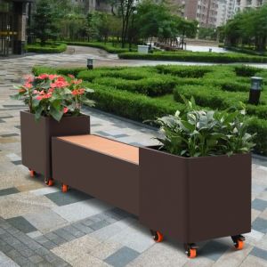 Removable garden flower pot chair with wheels planter box