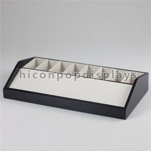 Tabletop Wooden Display Racks Black Leather Belt Display Case For Fashion Store