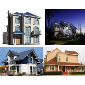 Three Rooms Simple Residential House , H Section Steel Small Prefab Cottages