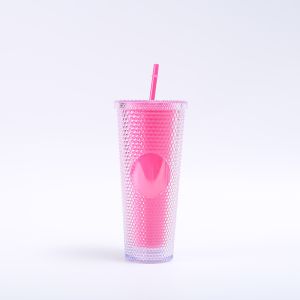 DIY Studded Tumbler With Lid And Straw Reusable Plastic Acrylic Cup Double