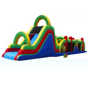 0.55mm PVC Tarpualin Giant Inflatable Obstacle Course With Slide