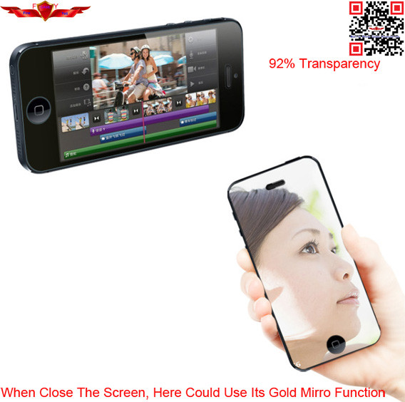 Newest 2.5D 9H 0.2MM Golden Mirror Tempered Glass Screen Protector For Iphone 5